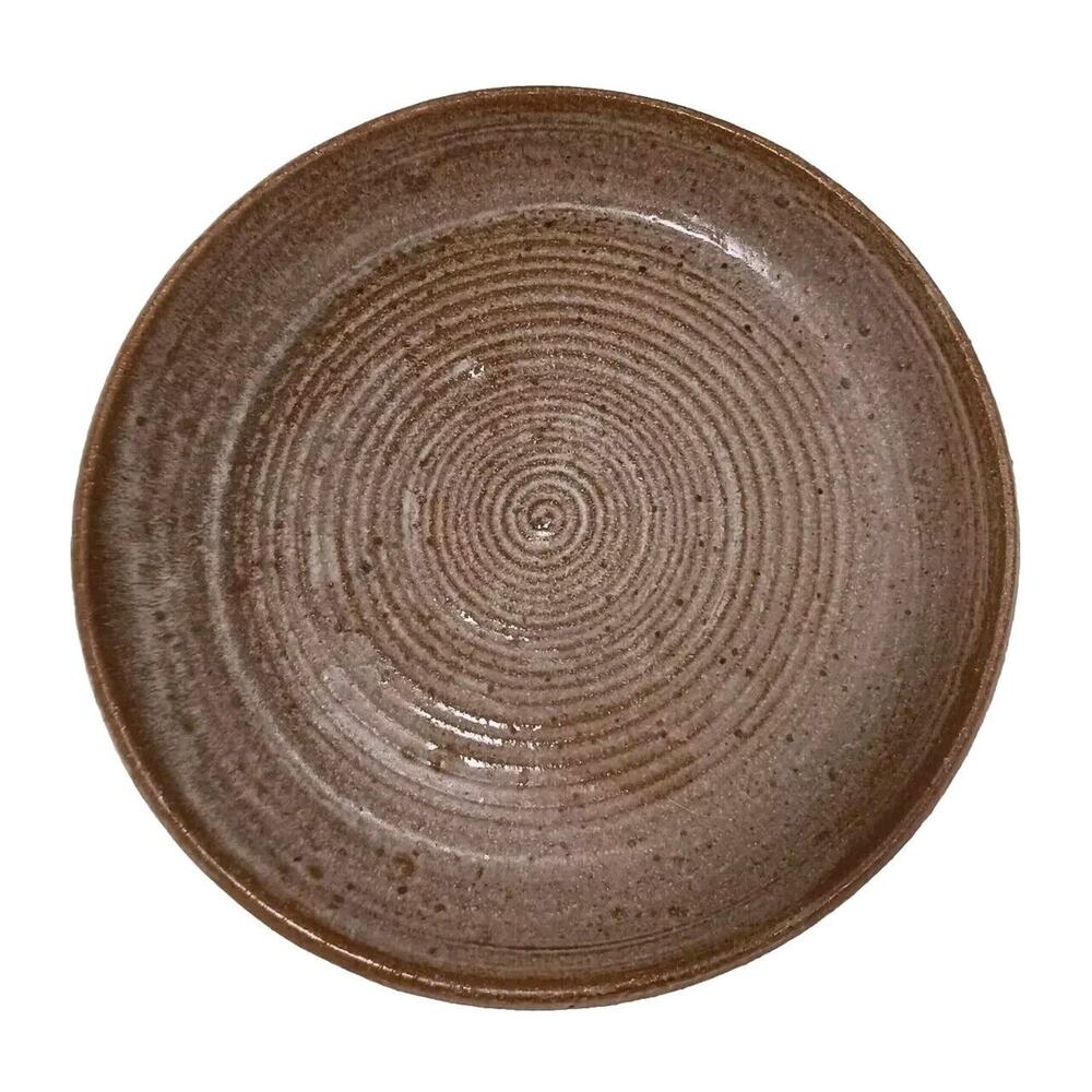 Glazed Pottery Platter 11” Brown Art Deco Food Serving‎ Party Preppy Minimalist